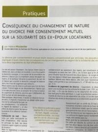 Attention à la solidarité persistante des époux divorcés par consentement mutuel